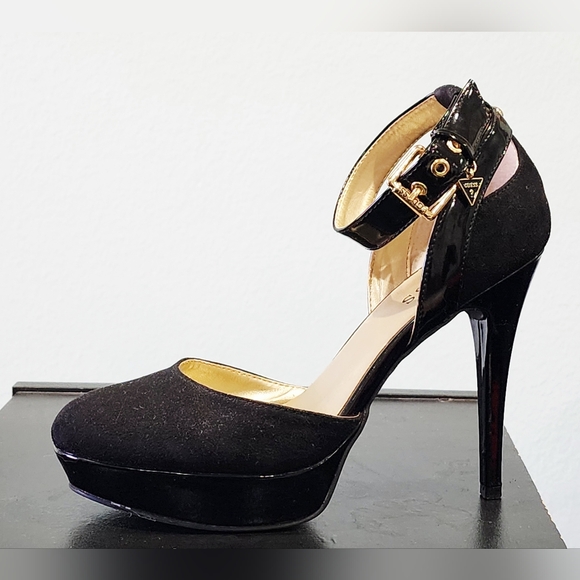 GUESS | Platform Heels | Suede & Patent Leather 6" Stiletto Heels | Size 7.5 - Picture 1 of 12